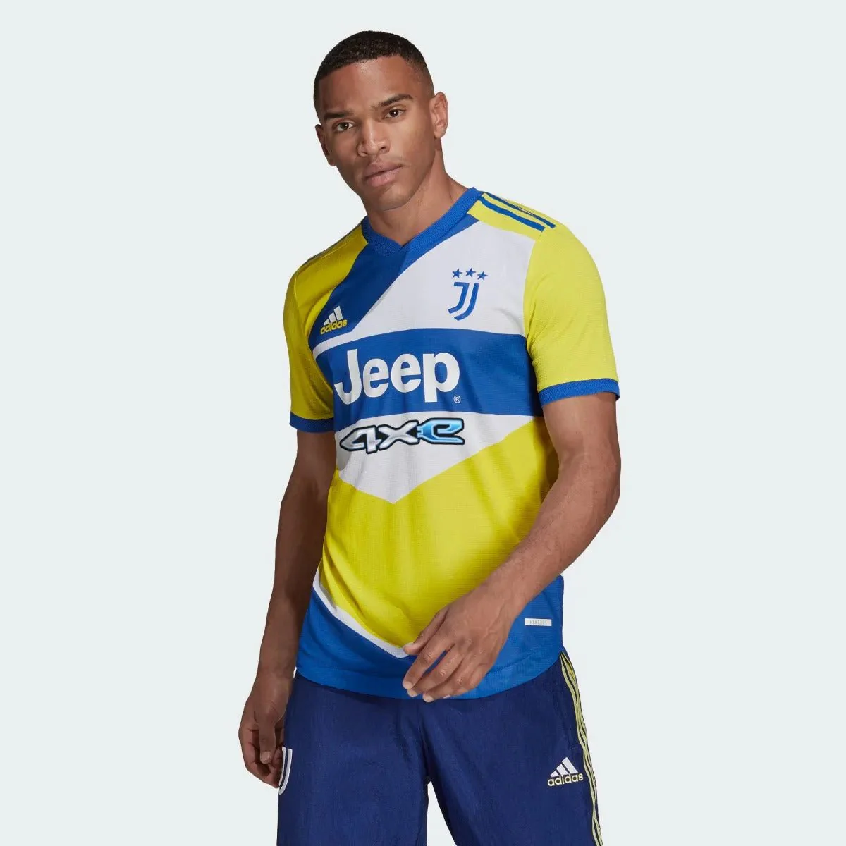 adidas 2021-22 Juventus Authentic Third Jersey - Yellow-Royal-White - Image 3