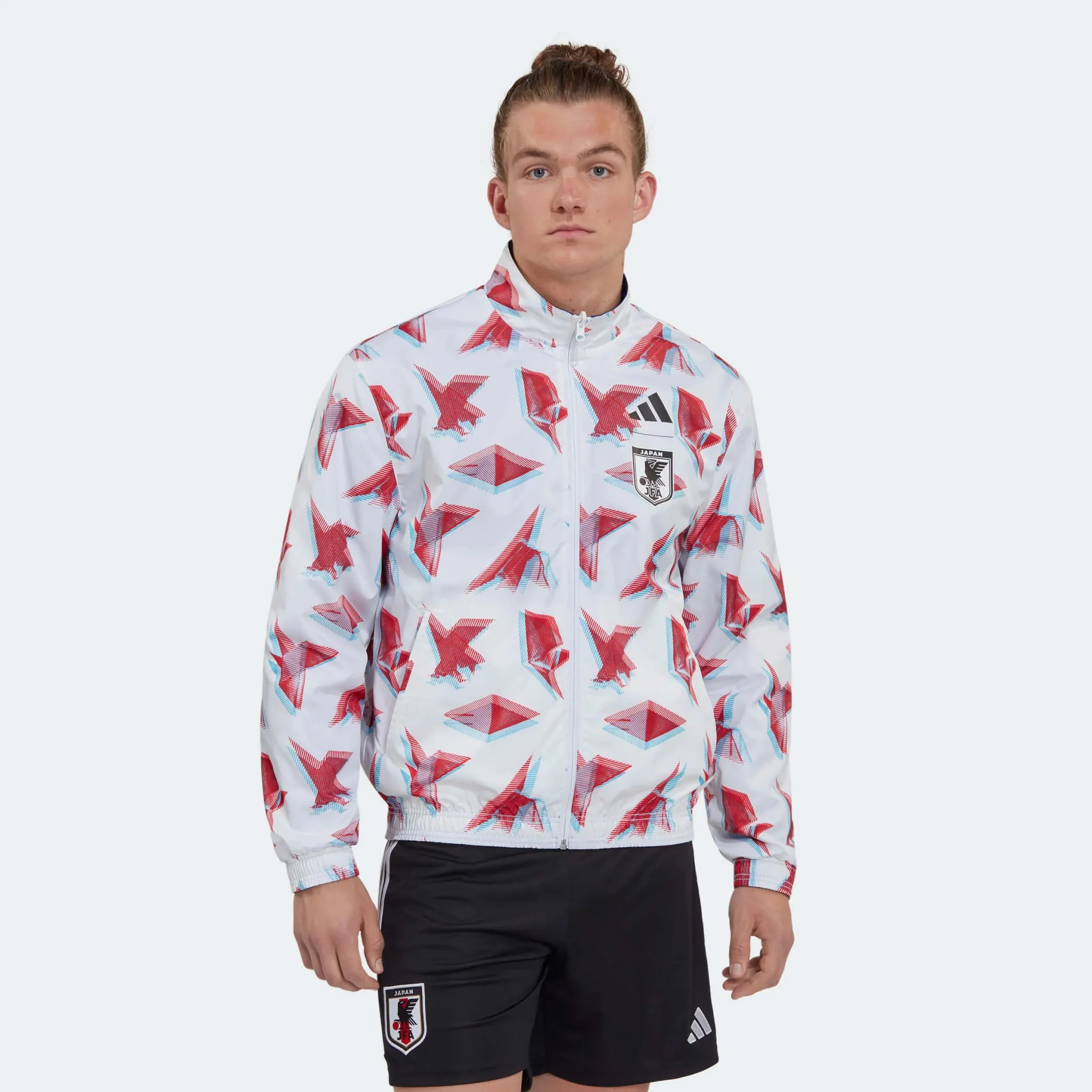 Adidas 2022-23 Japan WC Anthem Jacket - White-Red-Blue - Image 2