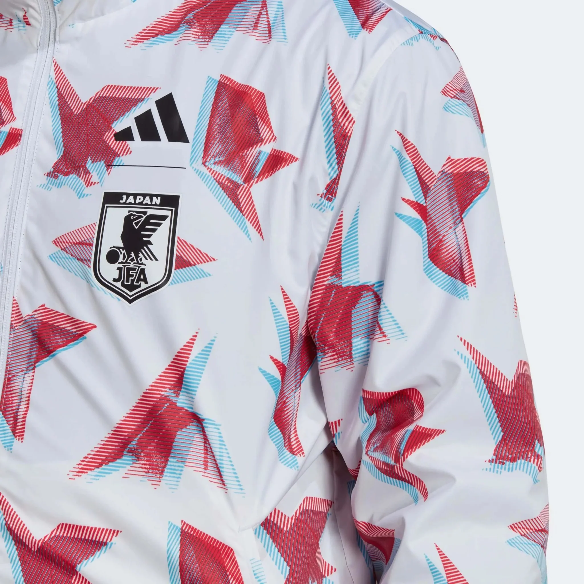 Adidas 2022-23 Japan WC Anthem Jacket - White-Red-Blue - Image 4