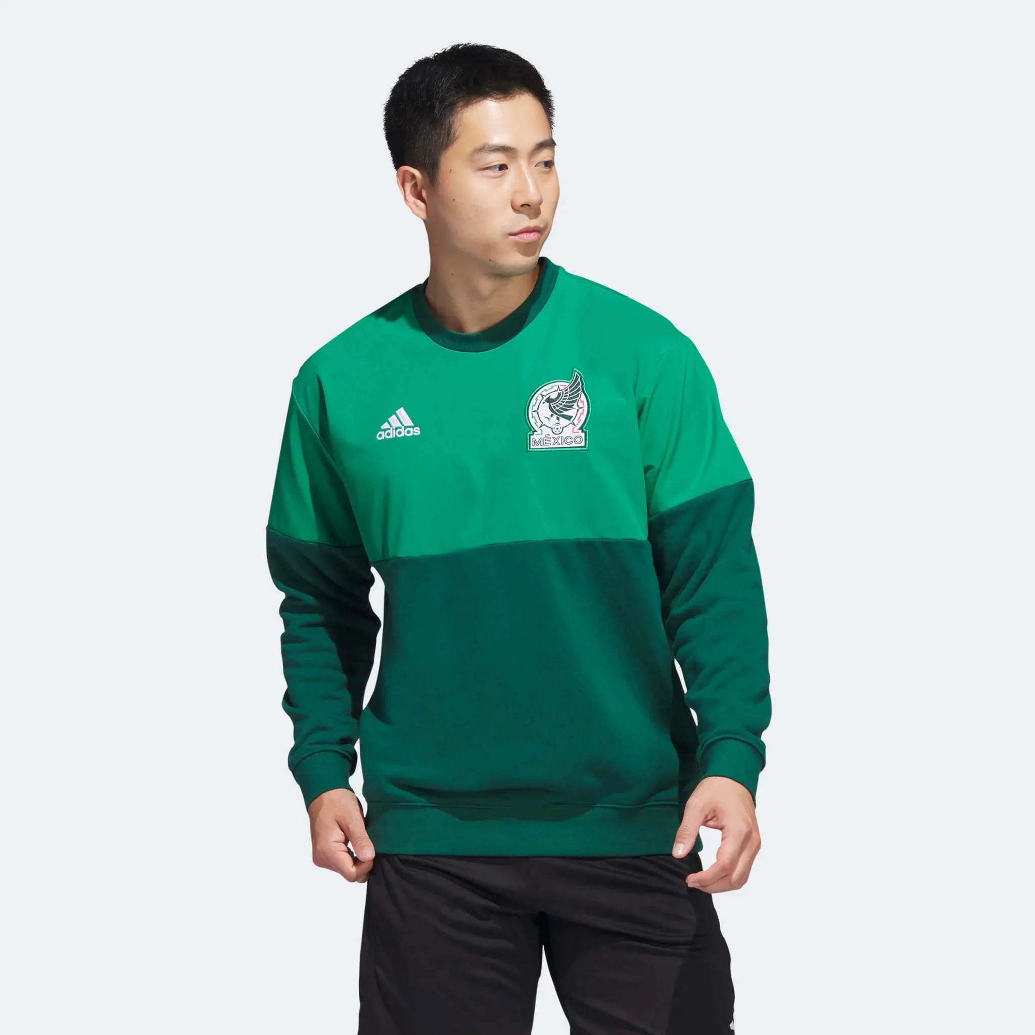 adidas 2022-23 Mexico Crew Sweatshirt - Green - Image 3