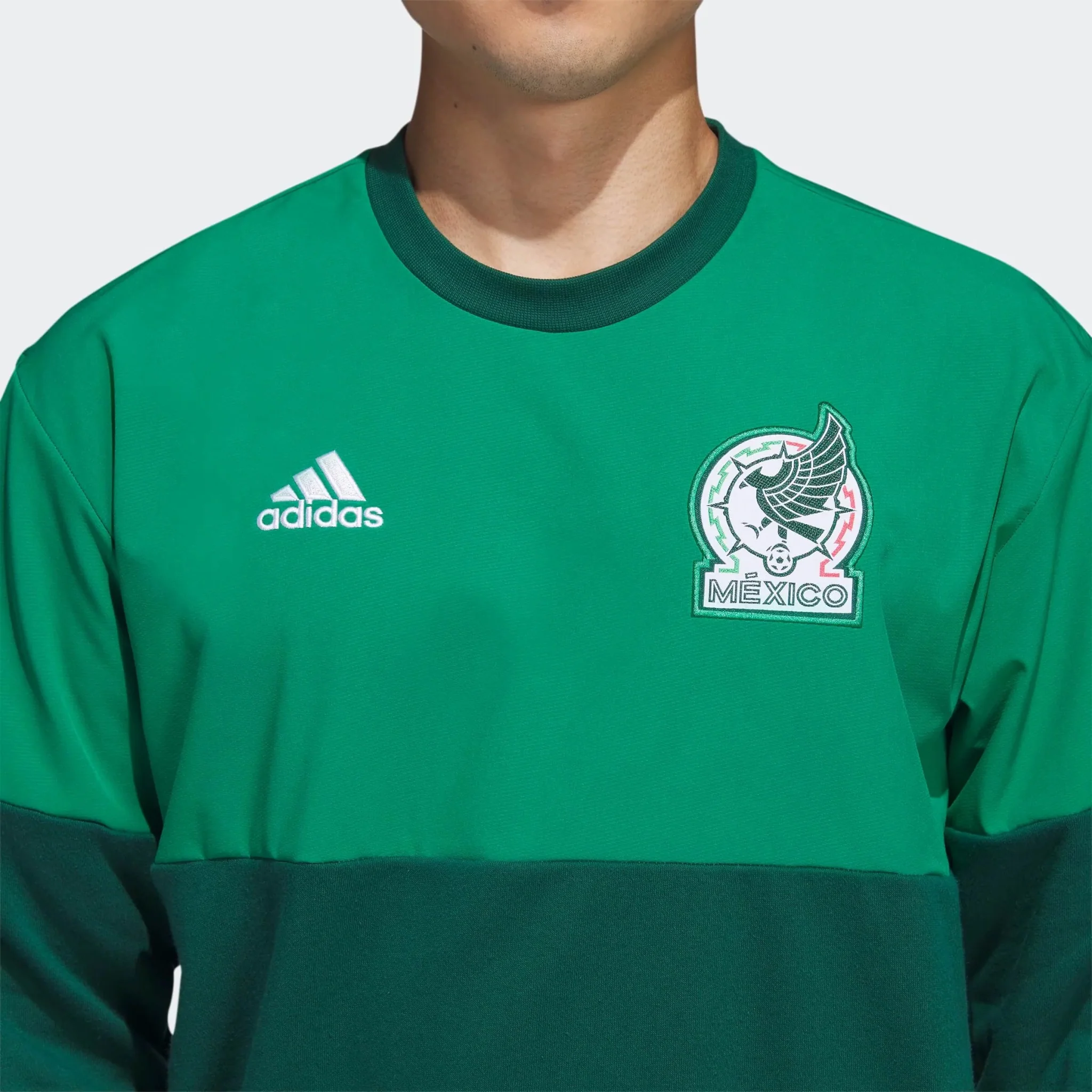adidas 2022-23 Mexico Crew Sweatshirt - Green - Image 5