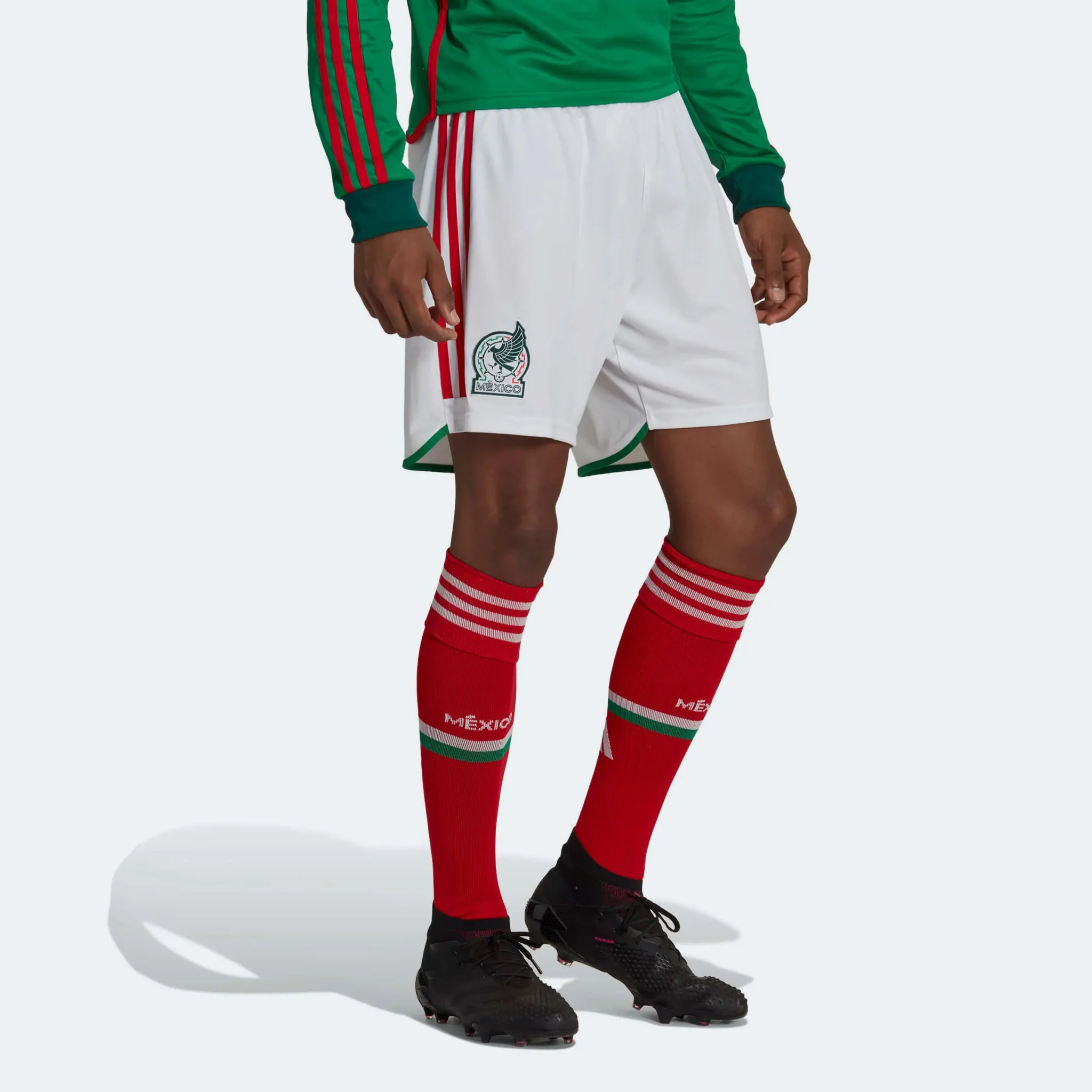 adidas 2022-23 Mexico Home Short White-Red - Image 3