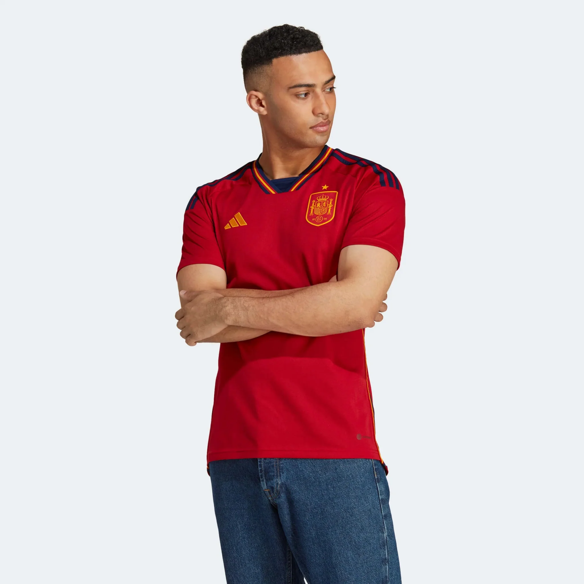 adidas 2022-23 Spain Home Jersey Red-Navy - Image 3