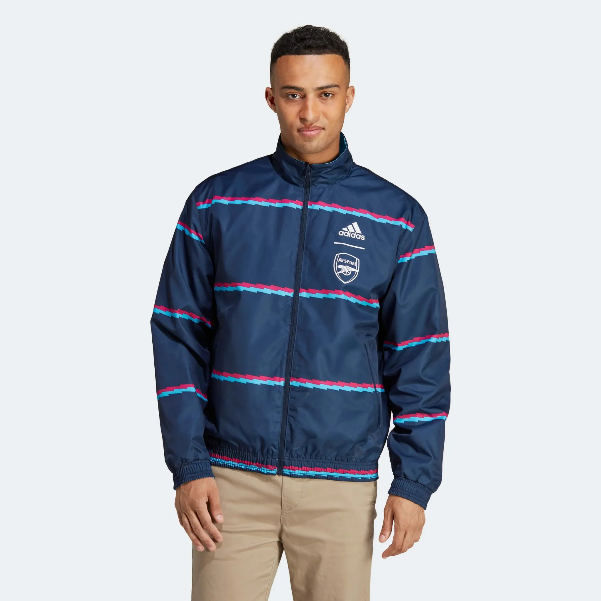 adidas 2023 Arsenal Reversible Anthem Jacket - Sky Rush - Image 2