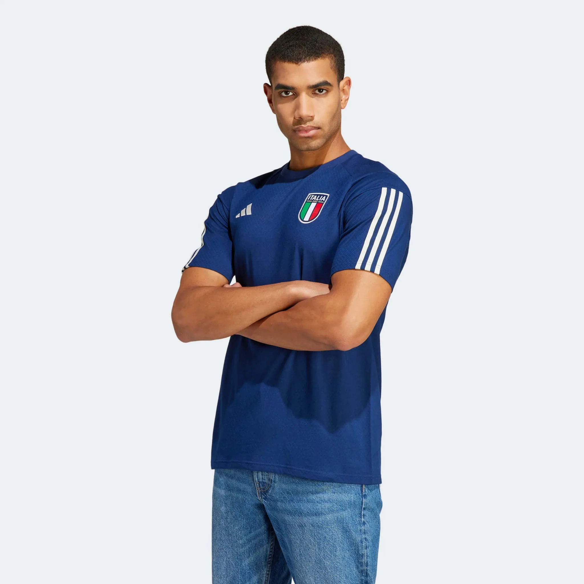 adidas 2023 Italy Cotton Tee - Dark Blue - Image 2