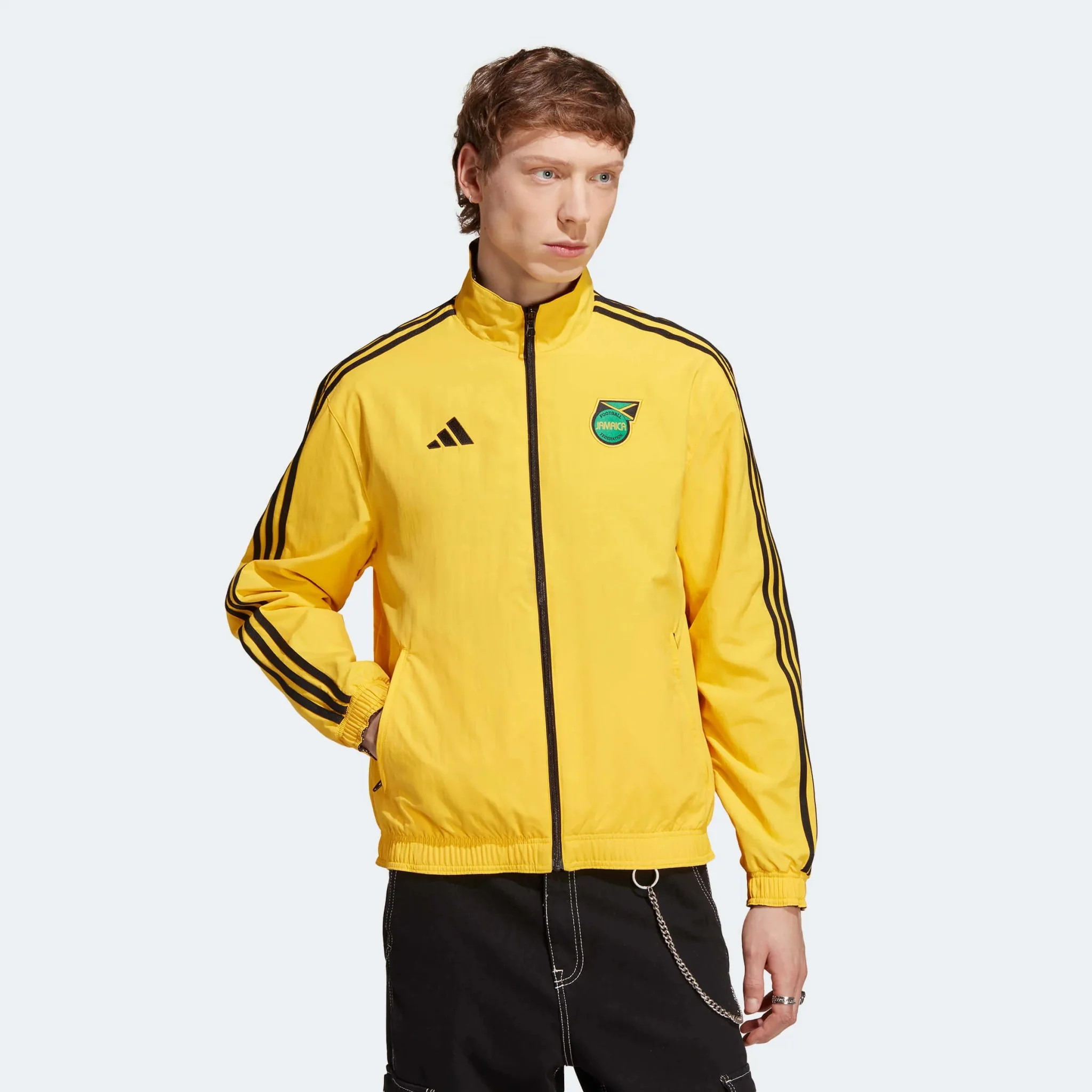 adidas 2023 Jamaica Reversible Anthem Jacket - Bold Gold-Black - Image 2