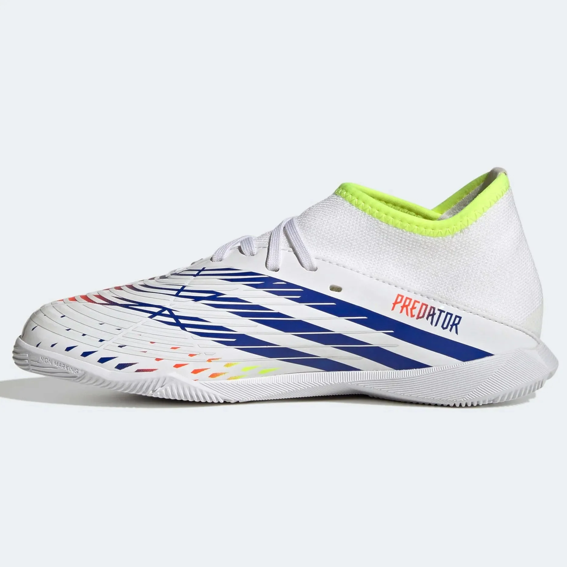 adidas Junior Predator Edge.3 Indoor J - White-Yellow-Blue - Image 2