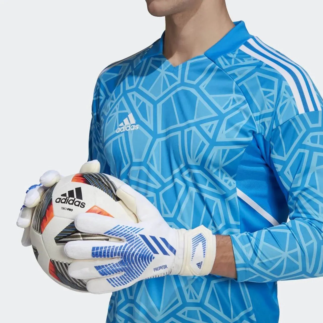 adidas Predator GL League Goalkeeper Gloves - White-Blue - Image 4