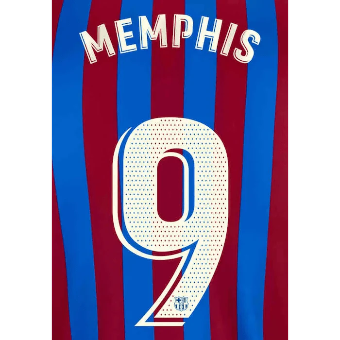 Barcelona 2021/22 Home Memphis #9 Jersey Name Set