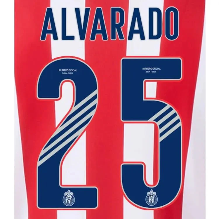 Chivas 2024-25 Home ALVARADO #25 Official Name Set