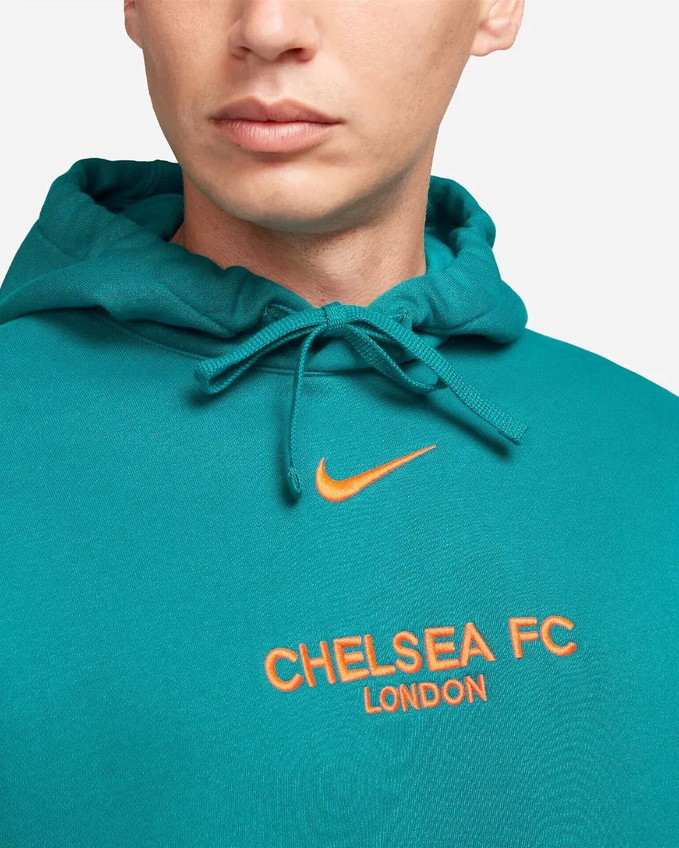 Nike 2021-22 Chelsea Club Pullover Hoodie - Blustery-Hyper Crimson - Image 4