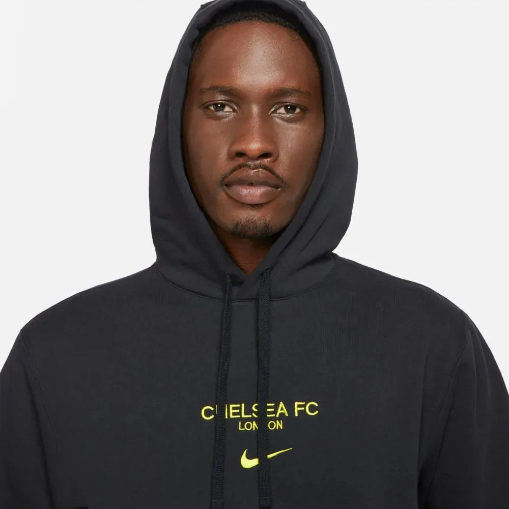 Nike 2021-22 Chelsea NSW Club Hoodie - Black-Yellow - Image 3