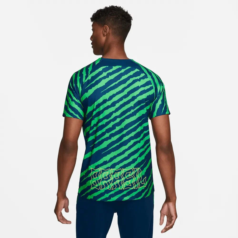 Nike 2022-23 Brazil Pre-Match Jersey - Blue-Green - Image 2