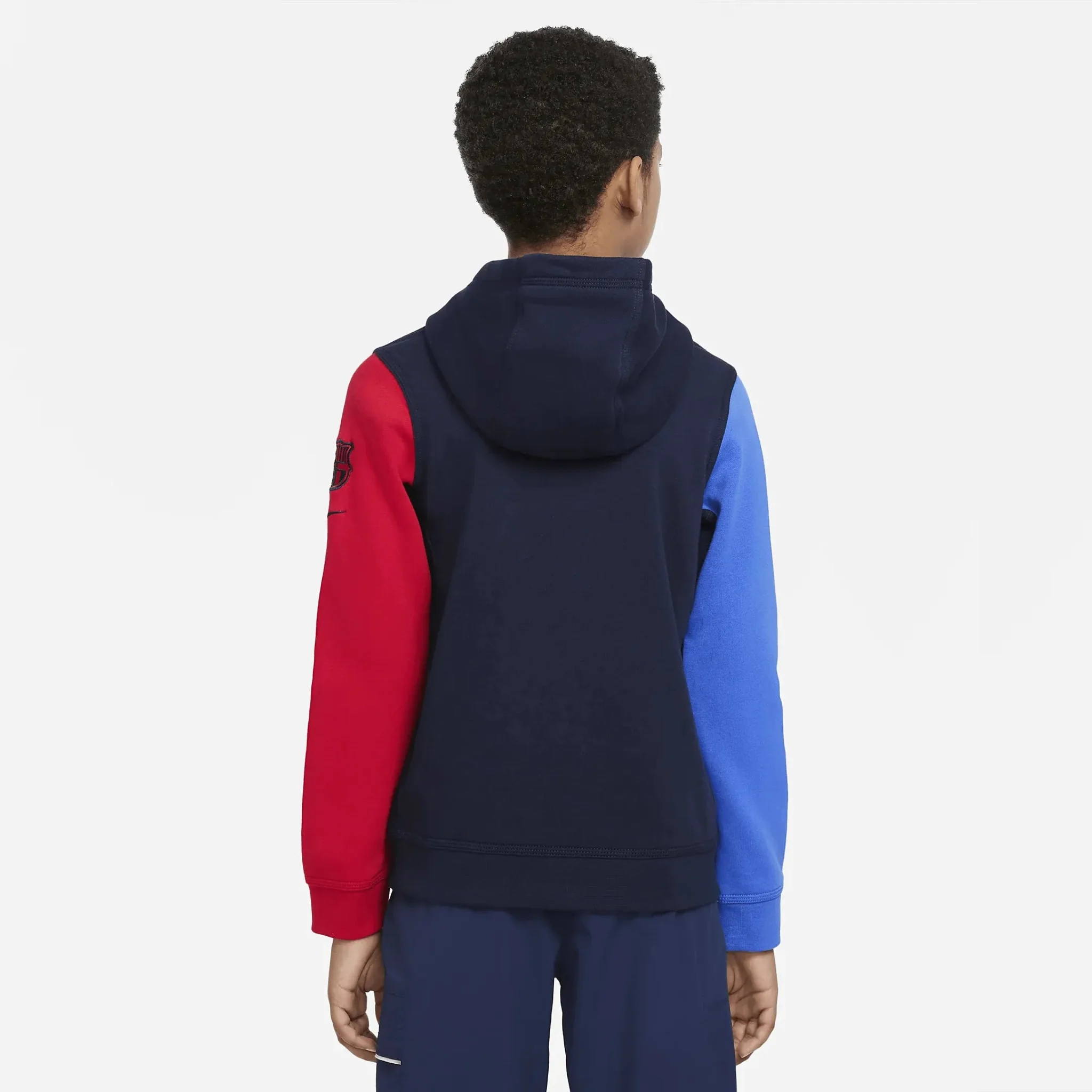 Nike 22-23 Barcelona Youth NSW Club Pullover Hoodie - Obsidian-Blue-Red - Image 2