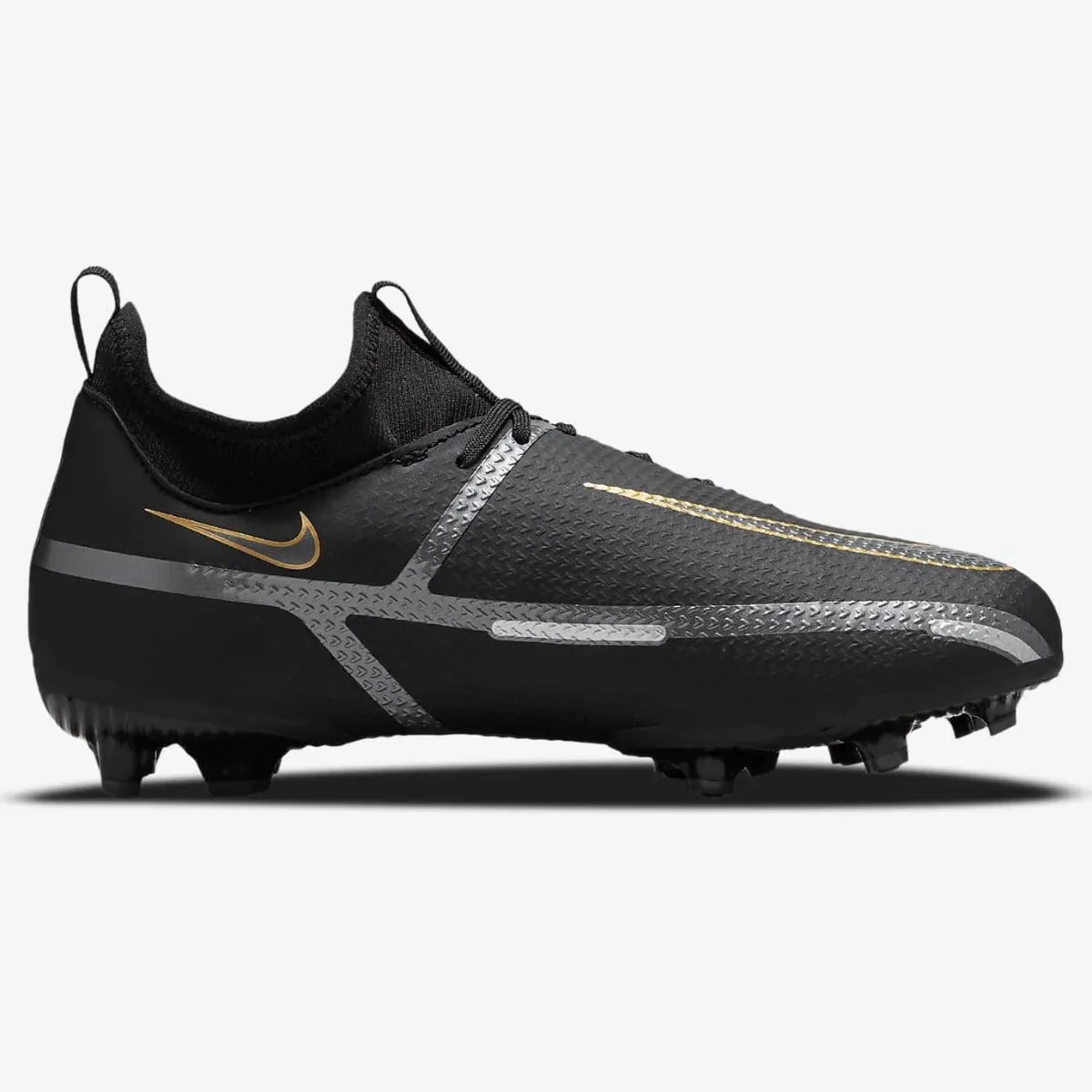 Nike Junior Phantom GT2 Academy DF FG-MG - Black-Dark Grey-Gold - Image 2