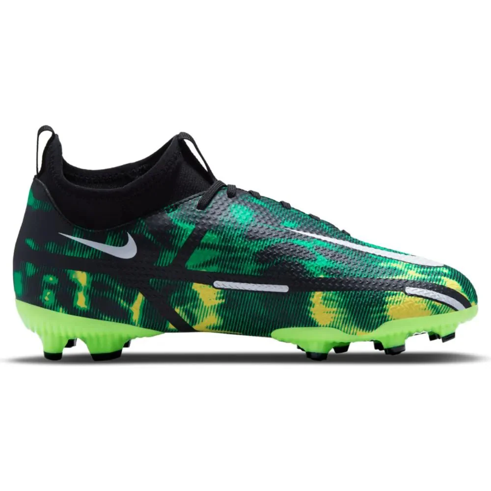 Nike Junior Phantom Gt2 Academy DF SW FG-MG - Black-Green Strike - Image 2