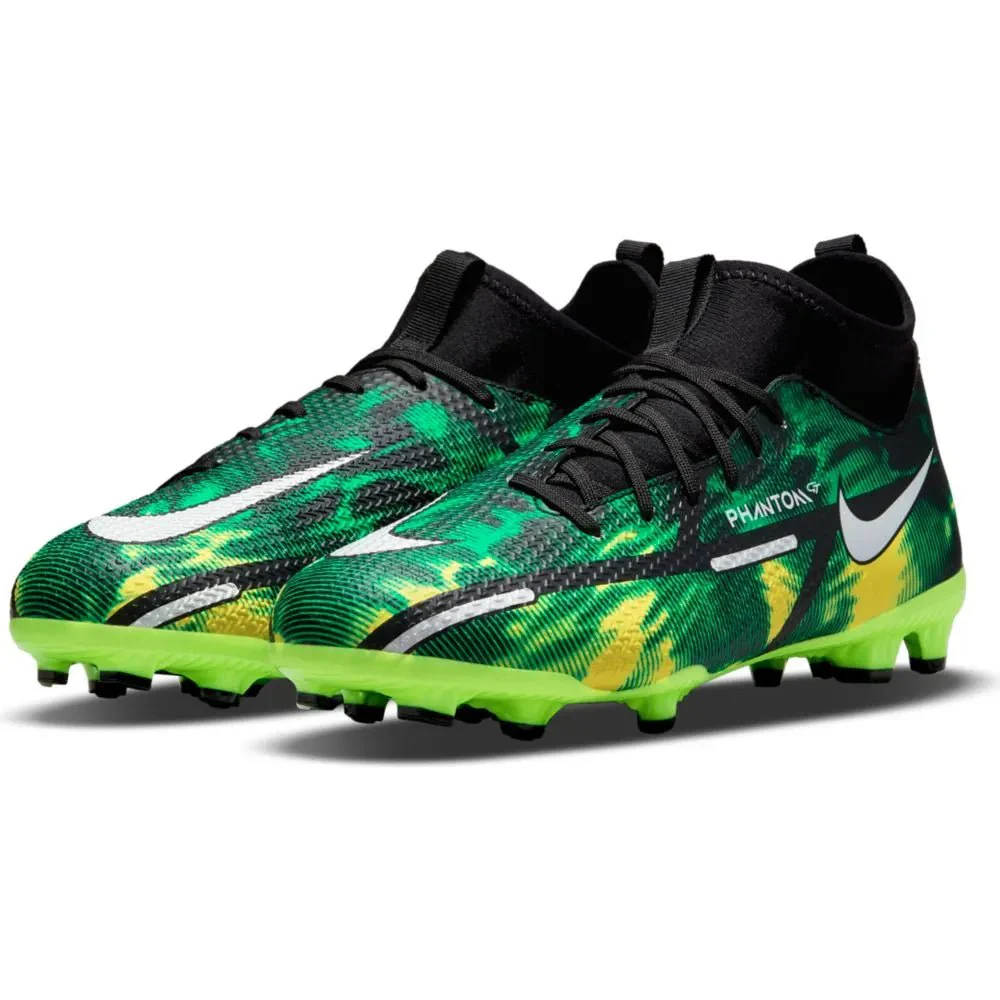 Nike Junior Phantom Gt2 Academy DF SW FG-MG - Black-Green Strike - Image 3