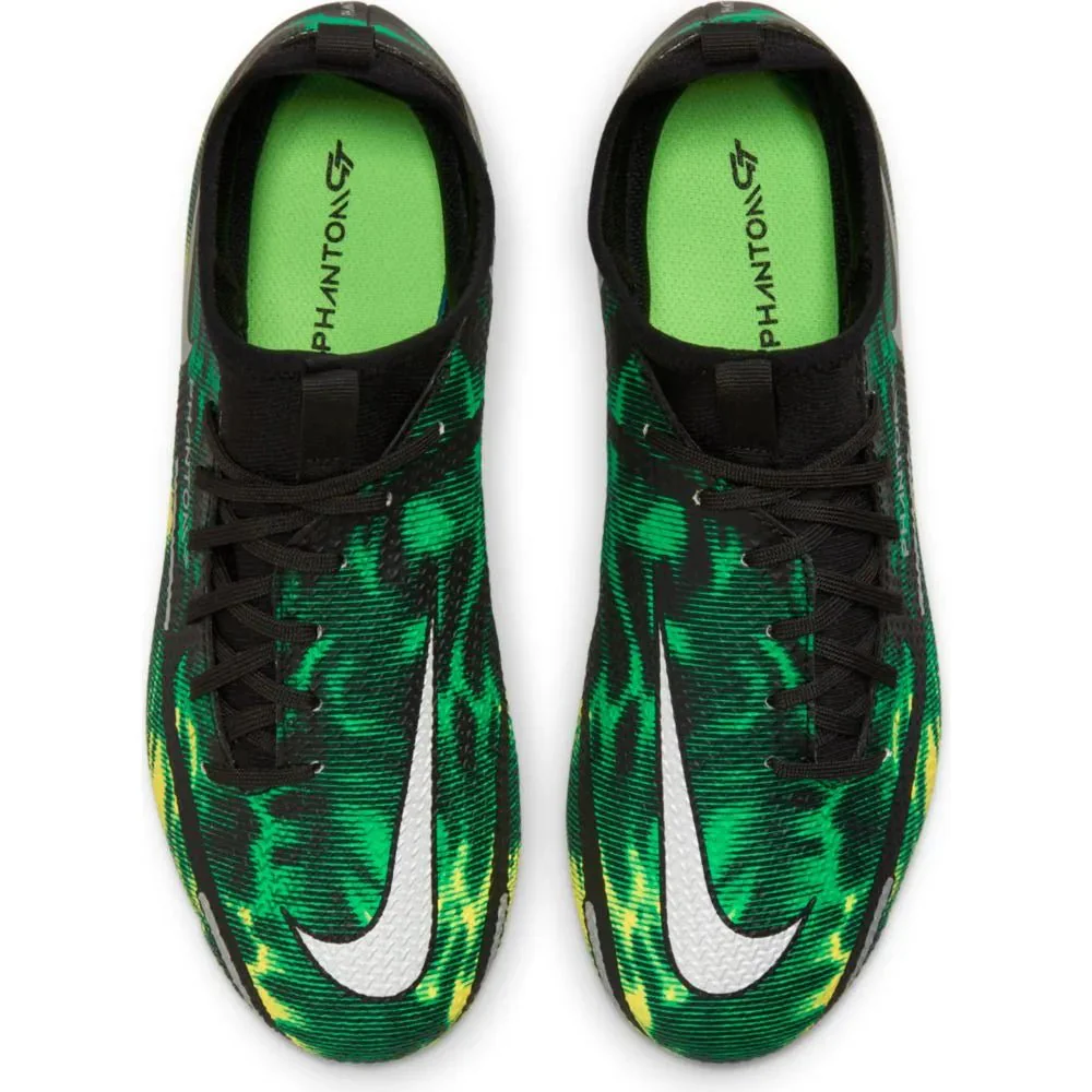 Nike Junior Phantom Gt2 Academy DF SW FG-MG - Black-Green Strike - Image 4