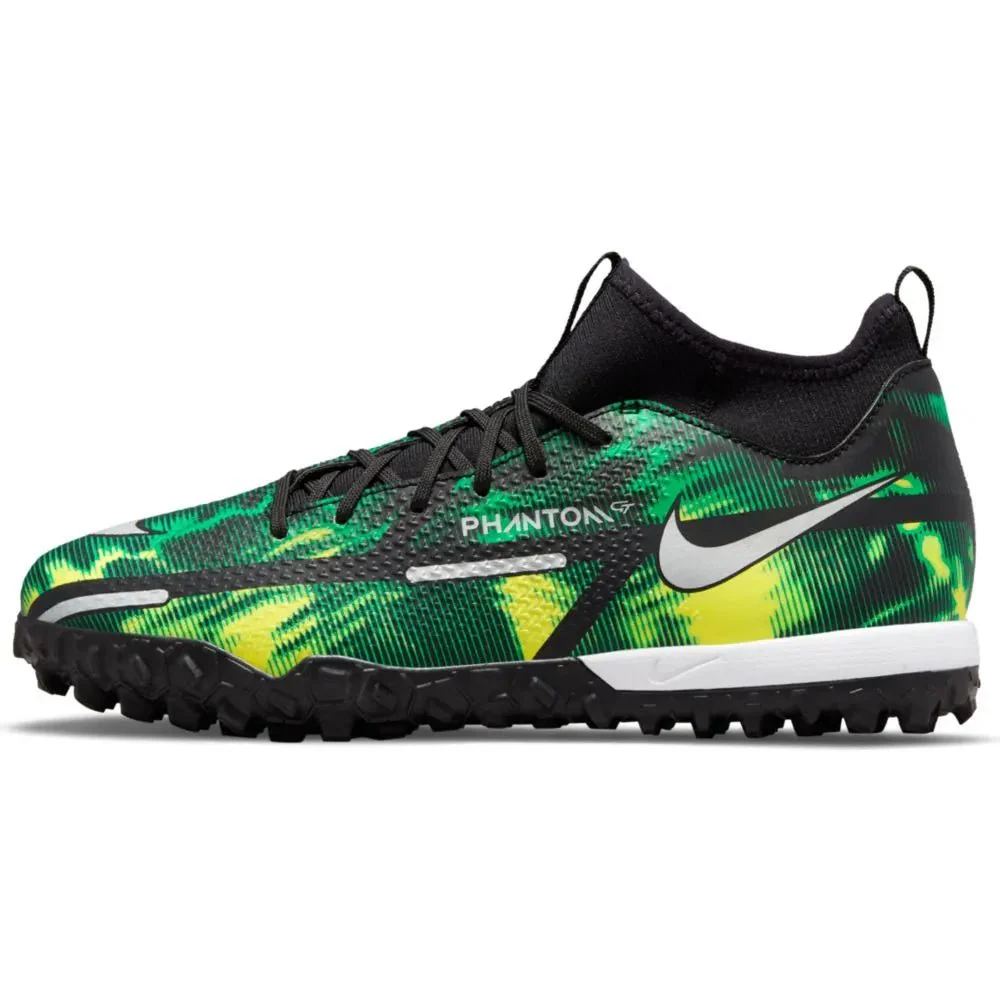 Nike Junior Phantom GT2 Academy DF SW TF  - Black-Green Strike