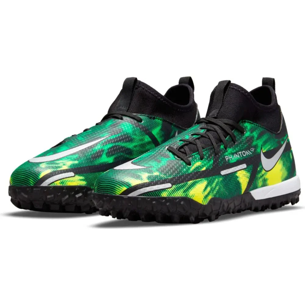 Nike Junior Phantom GT2 Academy DF SW TF  - Black-Green Strike - Image 3
