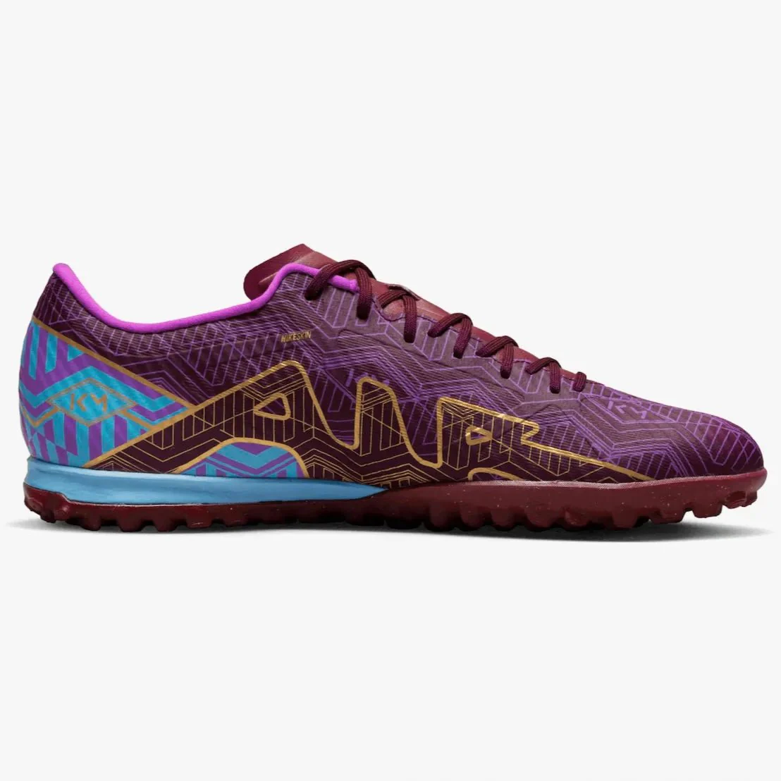 Nike Zoom Vapor 15 Academy KM Turf - Dark Beetroot-Gold - Image 2