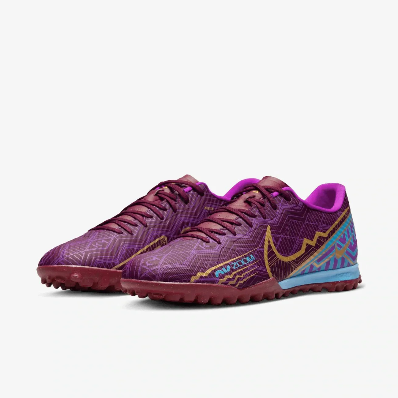 Nike Zoom Vapor 15 Academy KM Turf - Dark Beetroot-Gold - Image 3