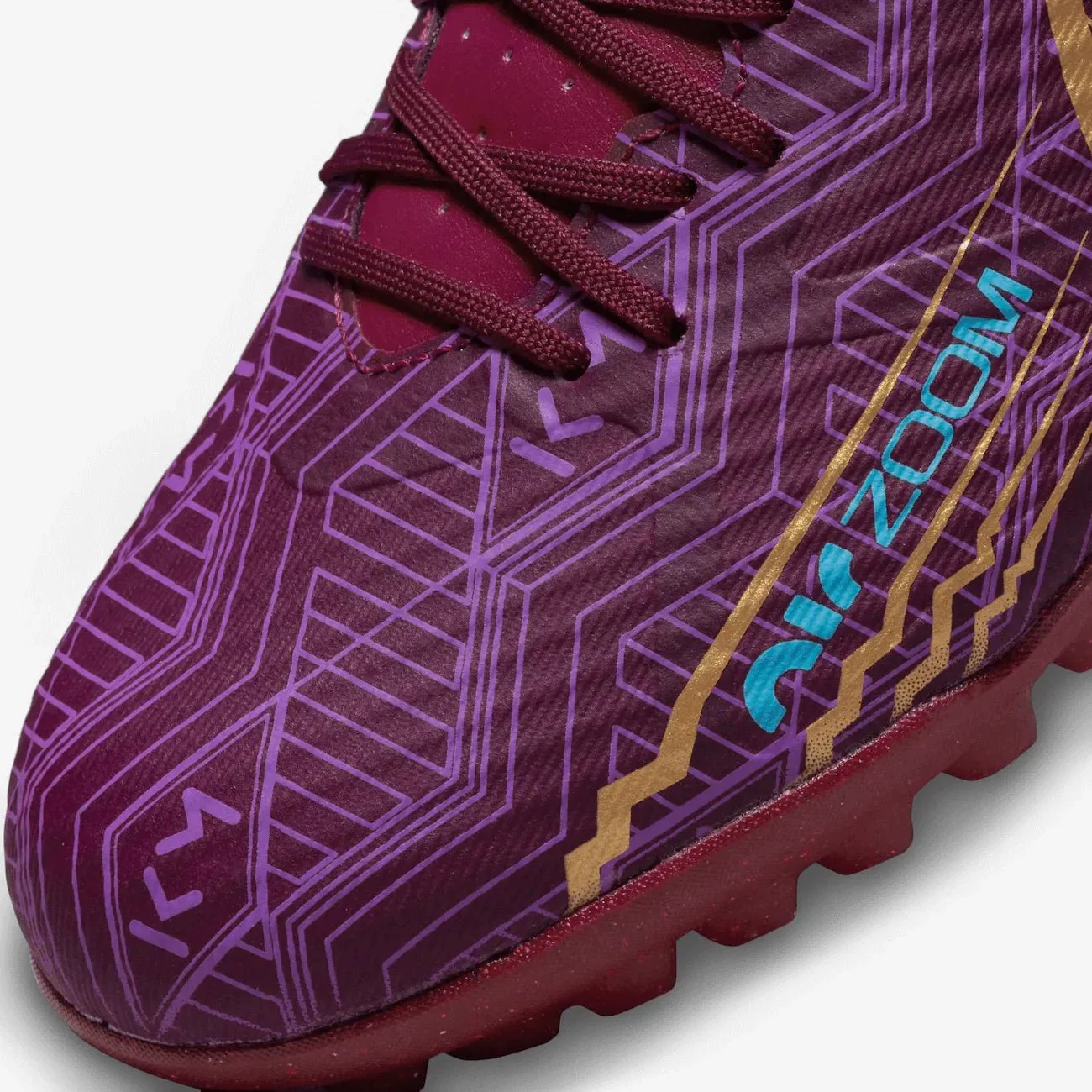 Nike Zoom Vapor 15 Academy KM Turf - Dark Beetroot-Gold - Image 7