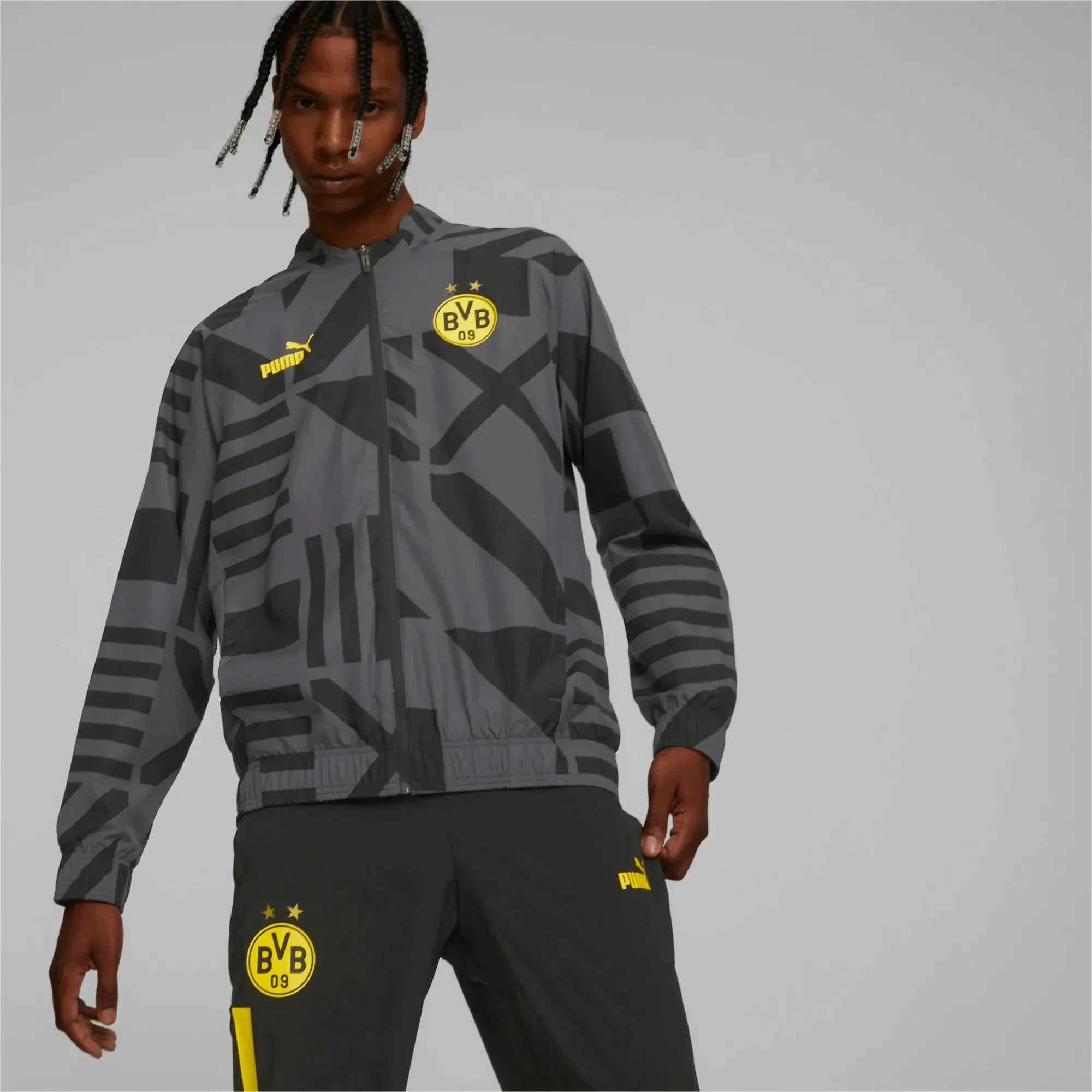 Puma 2022-23 Borussia Dortmund Prematch Jacket Black-Yellow - Image 3