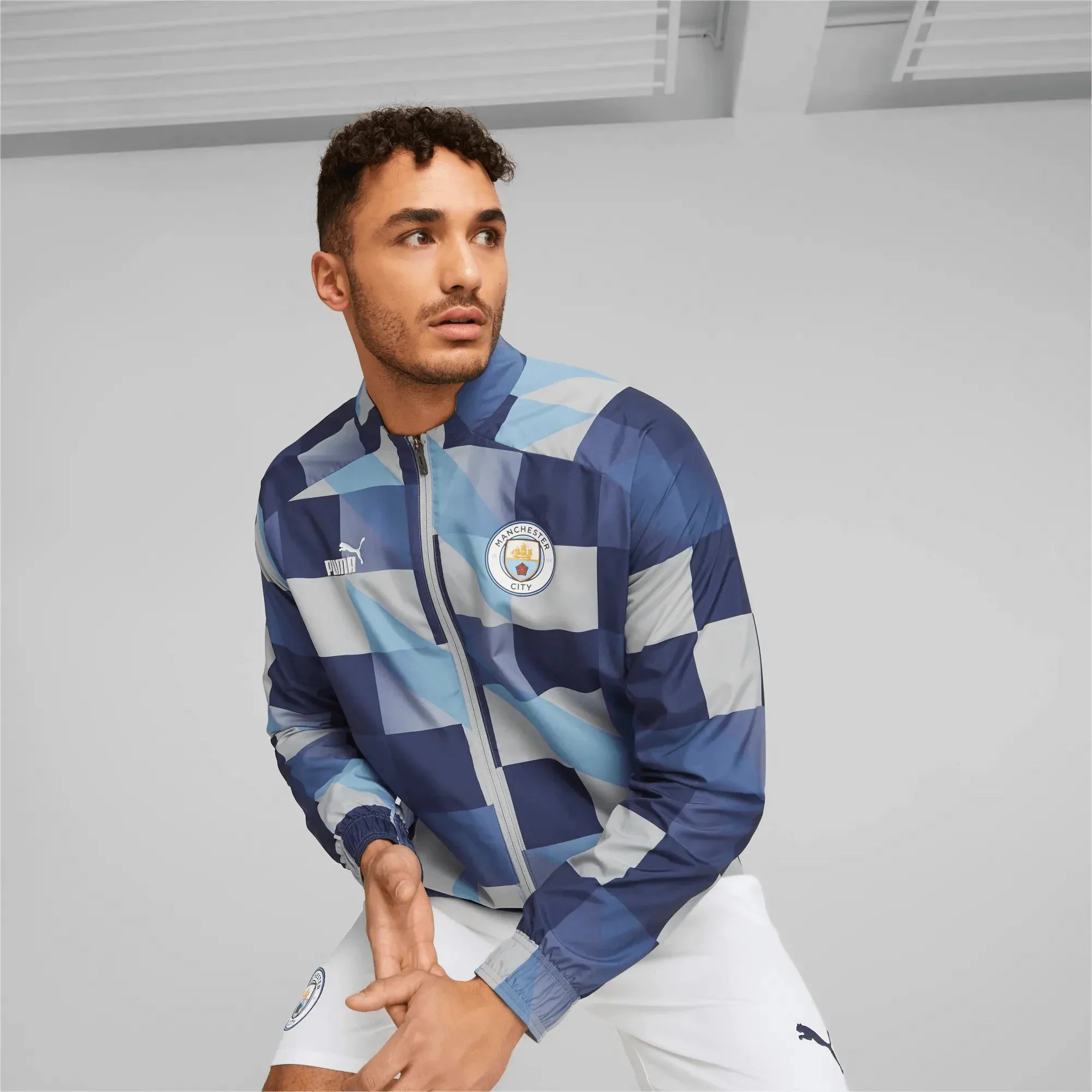 Puma 2022-23 Manchester City Pre-Match Match Jacket - Gray - Navy - Image 3