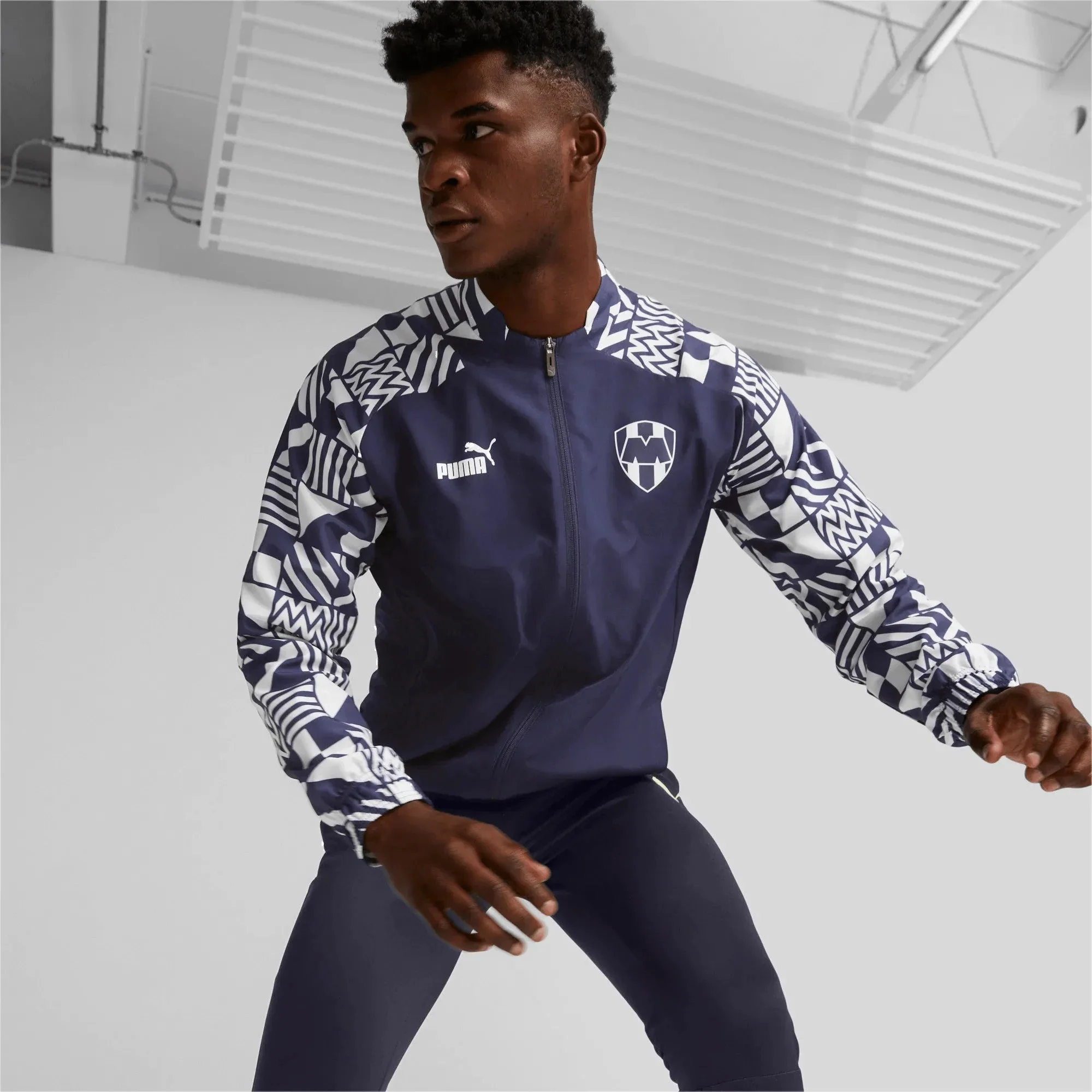 Puma 2022-23 Monterrey Pre-Match Jacket - Peacoat-White - Image 3