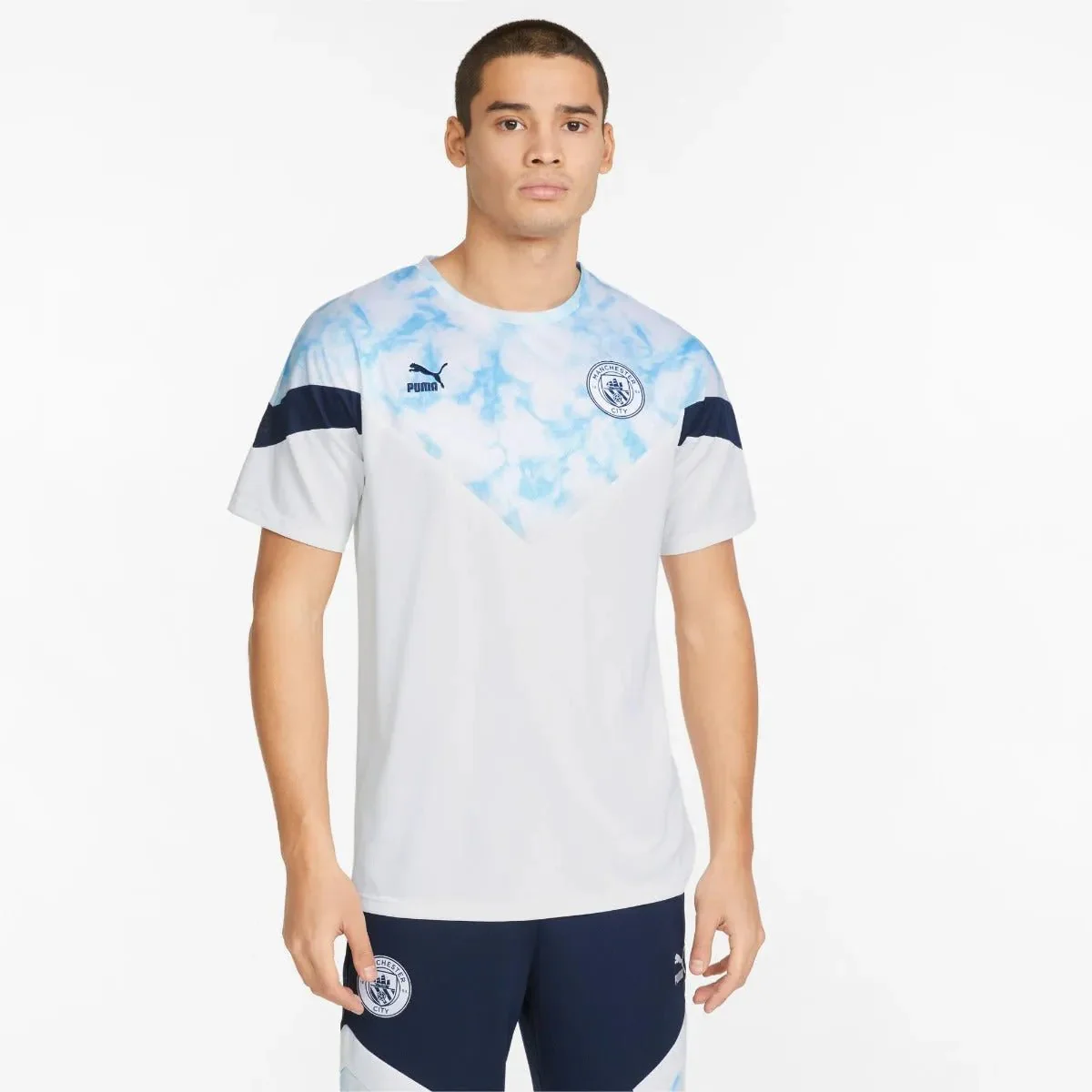 Puma 21-22 Manchester City Iconic MCS Tee - White-Light Blue - Image 3
