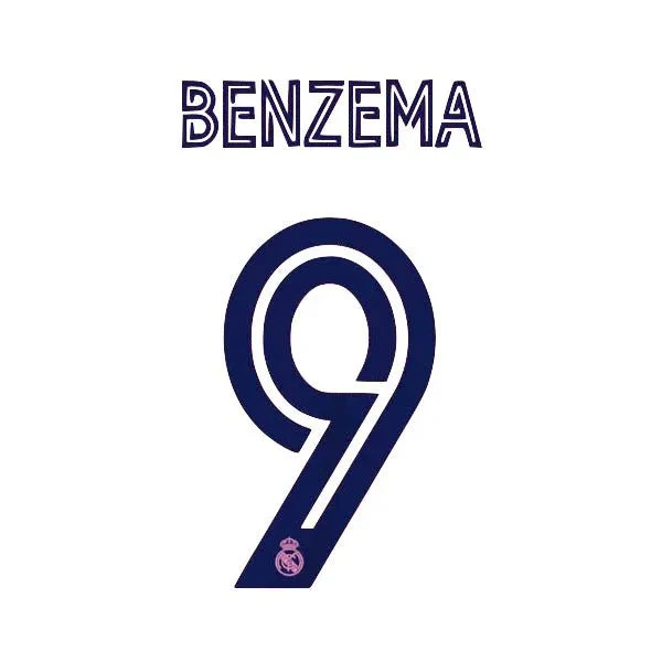 Real Madrid 2020/21 Away Benzema #9 Jersey Name Set
