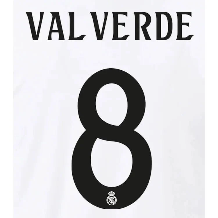 Real Madrid 2024/25 Home Valverde #8 Jersey Name Set