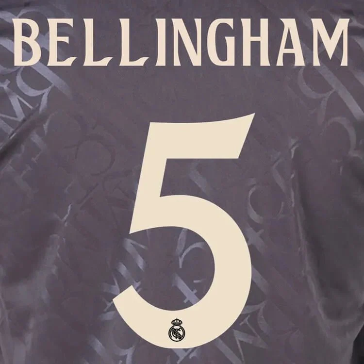 Real Madrid 2024/25 Third BELLINGHAM #5 Youth Official Name Set (CL Version)